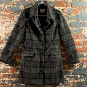 Converse Black and Gray Plaid Winter Peacoat